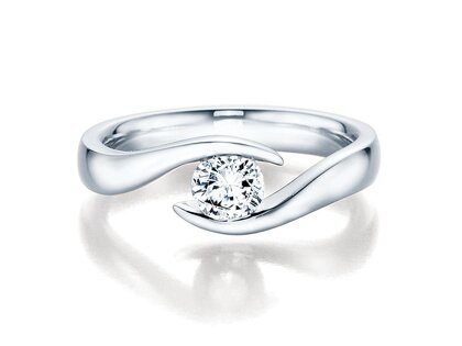 Anillo de compromiso Twist en 18K oro blanco con diamante 0,40ct H/SI