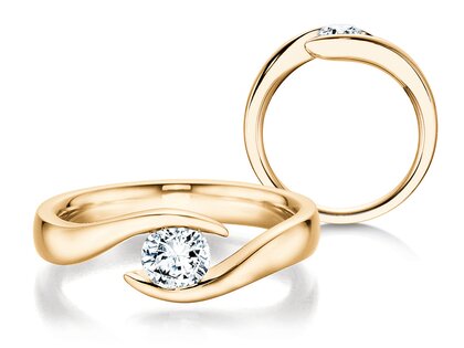 Anillo de compromiso Twist en 18K oro amarillo con diamante 0,40ct H/SI