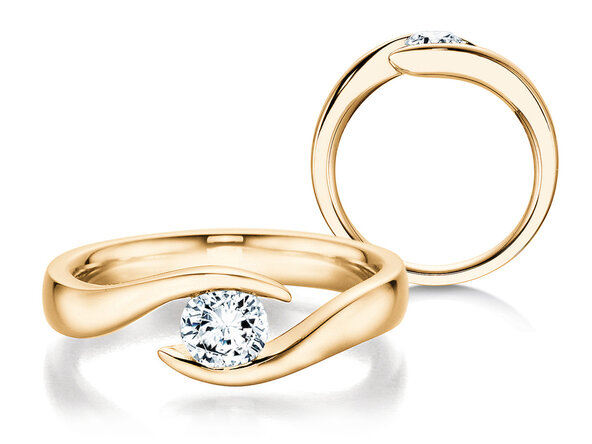 Anillo de compromiso Twist en 18K oro amarillo con diamante 0,40ct H/SI