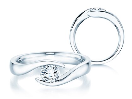 Anillo de compromiso Twist en 18K oro blanco con diamante 0,40ct H/SI
