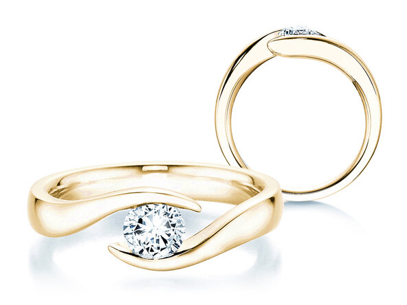Anillo de compromiso Twist en 18K oro amarillo con diamante 0,50ct G/SI