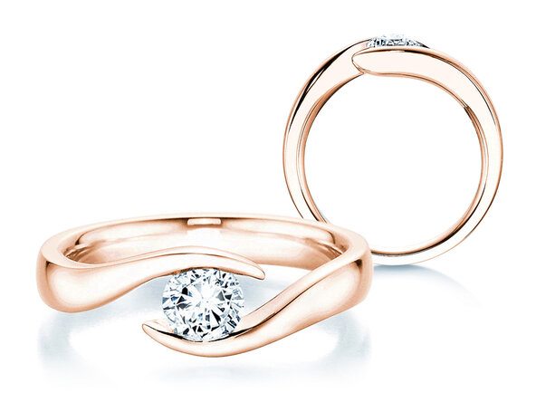 Anillo de compromiso Twist en 18K oro rosa con diamante 0,50ct G/SI