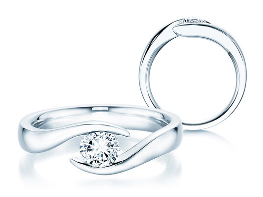 Anillo de compromiso Twist en 9K oro blanco con diamante 0,50ct H/SI