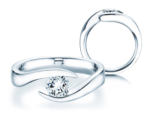 Anillo de compromiso Twist en 9K oro blanco con diamante 0,75ct H/SI