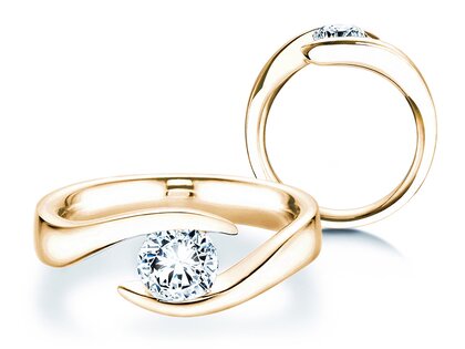 Anillo de compromiso Twist en 14K oro amarillo con diamante 1,00ct H/SI
