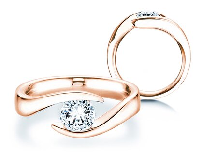 Anillo de compromiso Twist en 9K oro rosa con diamante 1,00ct H/SI