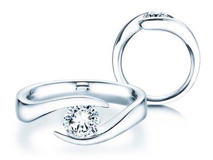 Anillo de compromiso Twist en 9K oro blanco con diamante 1,00ct H/SI