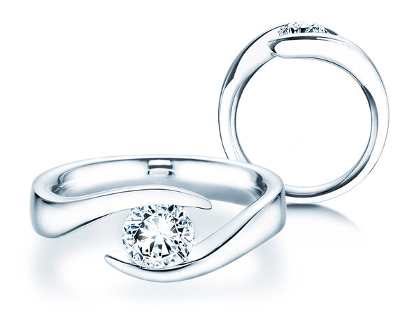 Anillo de compromiso Twist en 9K oro blanco con diamante 1,00ct H/SI