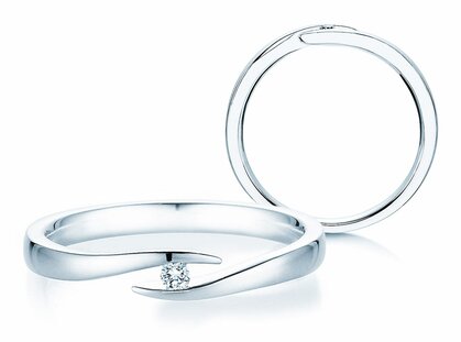 Anillo de compromiso Twist en 14K oro blanco con diamante 0,03ct H/SI