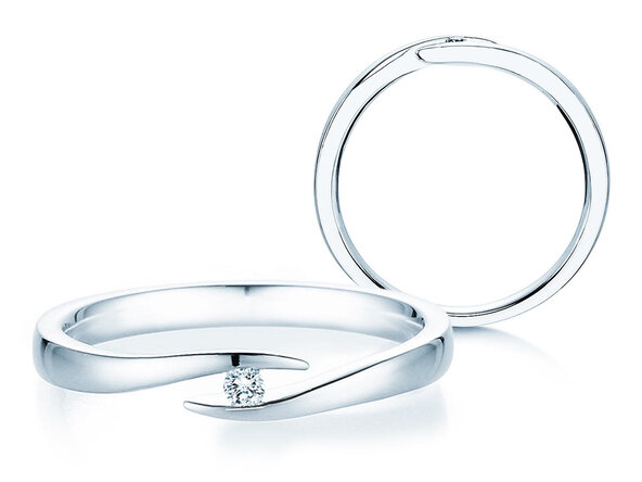 Anillo de compromiso Twist en 9K oro blanco con diamante 0,03ct G/SI
