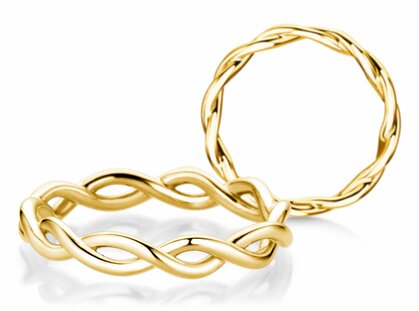 Anillo de compromiso Infinity Curve en 9K oro amarillo pulido