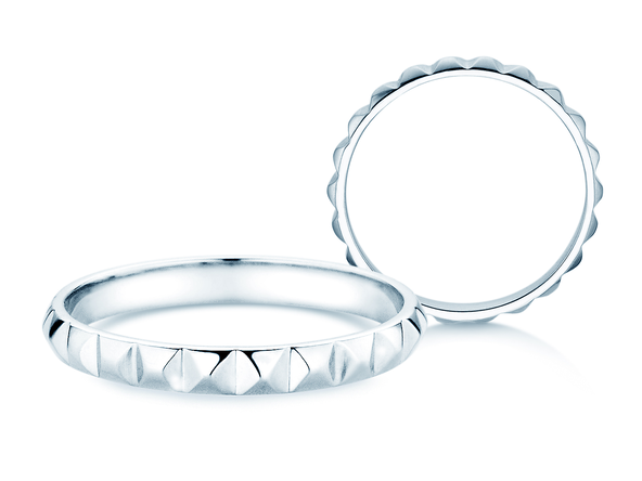 Anillo de compromiso Trinity en 14K oro blanco pulido
